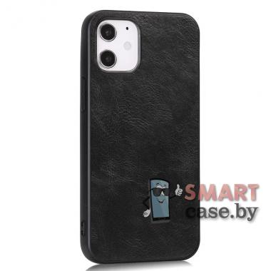 Кожаный чехол Crazy Horse для Apple iPhone 12/12 Pro (Чёрный)