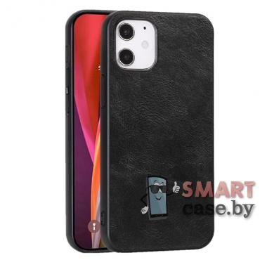 Кожаный чехол Crazy Horse для Apple iPhone 12/12 Pro (Чёрный)