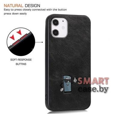 Кожаный чехол Crazy Horse для Apple iPhone 12/12 Pro (Чёрный)