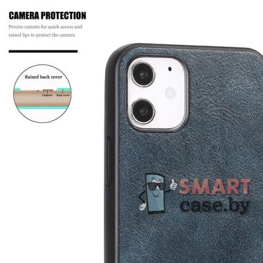 Кожаный чехол Crazy Horse для Apple iPhone 12/12 Pro (Синий)