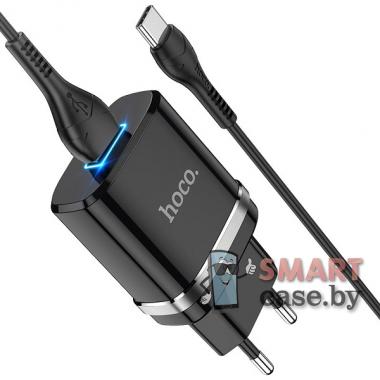 Зарядное устройство Hoco N1 блок питания 1USB, 5V, 2.4A + Type-C 100 см (Черный)