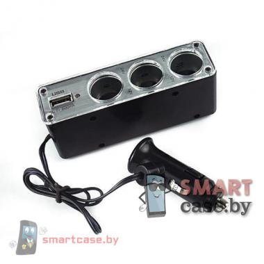 АЗУ разветвитель 3 х 12v / 24v + USB (60 см)