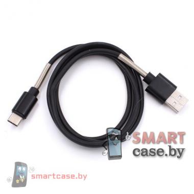 Кабель Type C - USB для зарядки и синхронизации 100см, с пружинками (Черный)