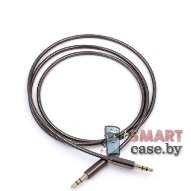 AUX аудио кабель 3,5 mm Jack, 1000 mm, металлический (черный)