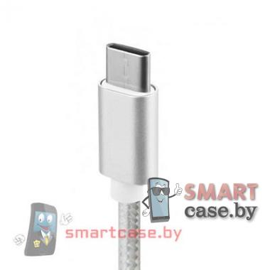 Кабель Type C - USB в металлической оплетке 2,1А, 120 см Moisture M-208 (серебро)