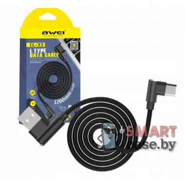 Дата-кабель Awei CL-33 USB - Type-C 2.4A 120 см (черный)