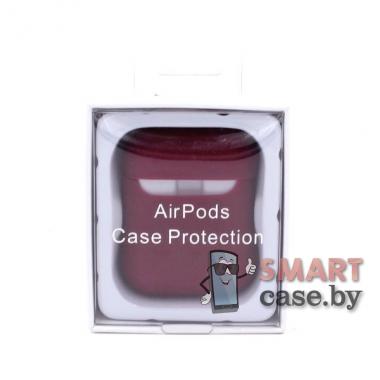 Чехол для Apple Airpods Silicone Case Protection (марсала)