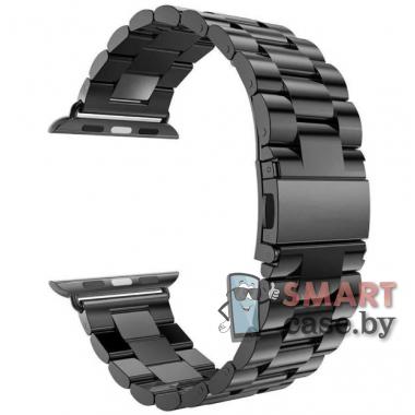 Браслет металлический Apple Watch 38/40мм с застежкой "бабочка" (Черный)