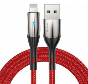 Дата-кабель Baseus USB - Lightning 2.4A, 1m, усиленный плетеный (Красный)