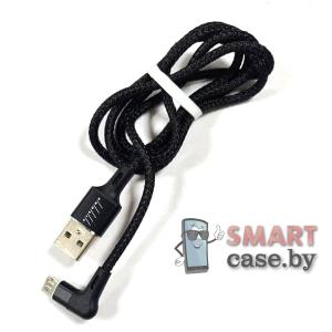 Дата-кабель USB - Micro USB угловой Profit QY-09 в нейлоновой оплётке 100см, 2.4 А (чёрный)