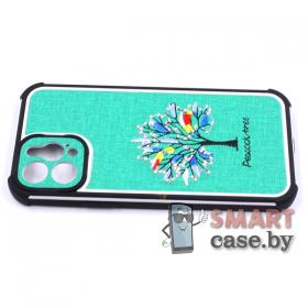 Силиконовый противоударный чехол для iPhone 12, вышивка (Дерево)