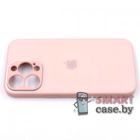 Чехол для iPhone 13 Pro Max Matt Glass Case, силикон+стекло (Розовый)
