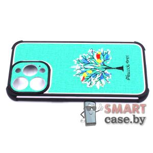 Силиконовый противоударный чехол для iPhone 13 Pro, вышивка (Дерево)
