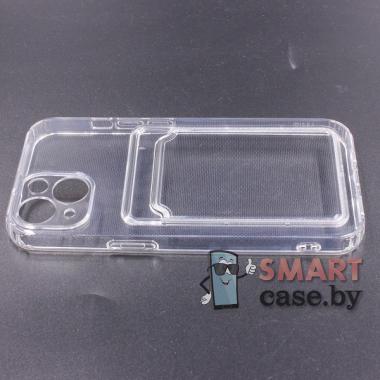 Силиконовый чехол с защитой камеры для iPhone 13, card case (Прозрачный)