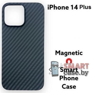 Силиконовый чехол Hoco Magnetic Case для iPhone 14 Plus (Чёрный карбон) 