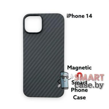 Силиконовый чехол Hoco Magnetic Case для iPhone 14 (Чёрный карбон) 