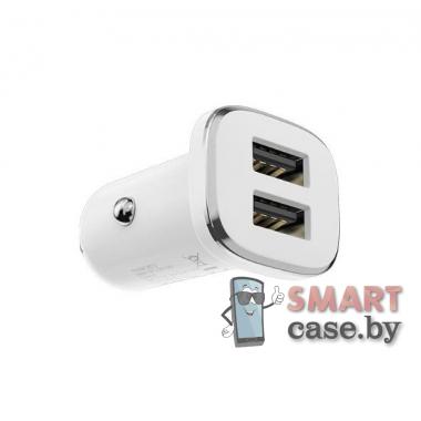 Автомобильное зарядное Borofone BZ12 2USB, 2.4A, кабель Type-c (Белый)