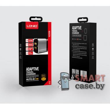 Сетевое зарядное устройство Ldnio A2206 2USB, 2.4A + кабель Micro USB в нейлоне