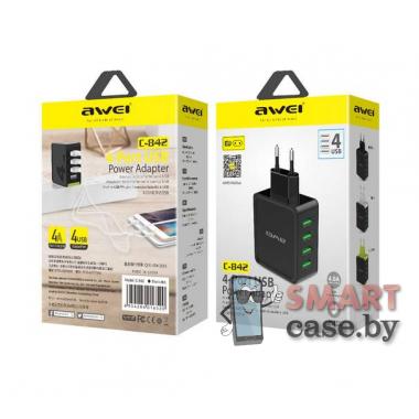Сетевое зарядное устройство Awei C-842 4-USB 4A (Чёрное)