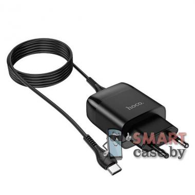Зарядное устройство Hoco C72Q, 1 USB, QC 3.0, 18W + кабель Type-C (Черный)