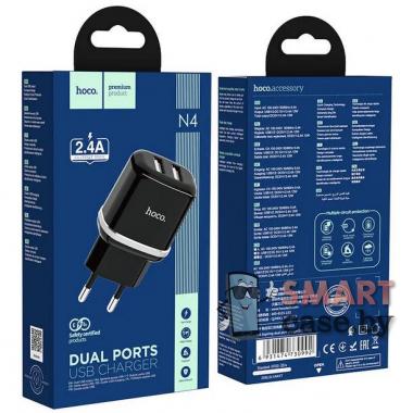 Зарядное устройство Hoco N4 блок питания 2USB, 5V, 2.4A (Чёрный)