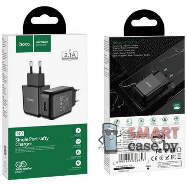Зарядное устройство, блок питания Hoco N2, 1USB, 5V, 2.1A (Чёрный)