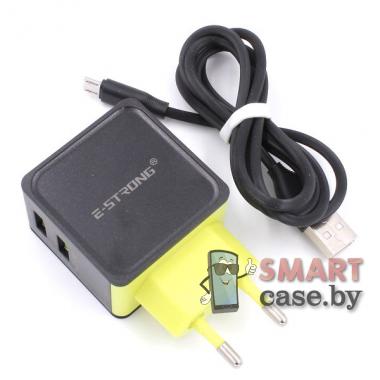 Зарядное устройство E-Strong ES-D28 2 USB 2.4A + кабель micro USB (Черное)