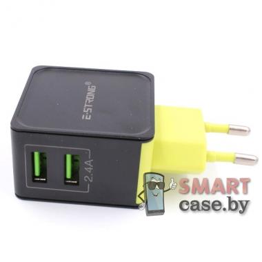 Зарядное устройство E-Strong ES-D28 2 USB 2.4A + кабель micro USB (Черное)