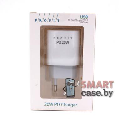Адаптер питания сетевой USB-C, USB 20W Profit U58 Power Adapter