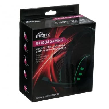Наушники, гарнитура игровая Ritmix RH-555M (Черный-зеленый)
