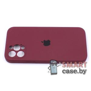 Силиконовый чехол Full Camera Silicone Case для iPhone 12 Pro (Марсала)