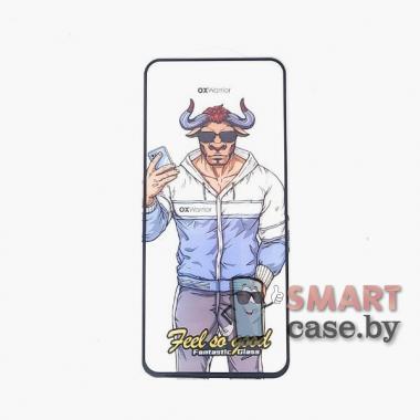 Защитное стекло Ox Warrior для Samsung Galaxy A51 полная проклейка (Чёрное)