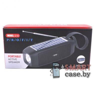 Портативная колонка Profit S18 Bluetooth + FM + USB + TF Card+солнечная батарея (Чёрная)