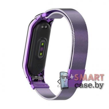 Магнитный ремешок миланское плетение для фитнес - браслета Mi Band 3/4 (Лиловый)