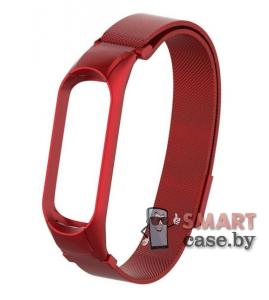 Ремешок для фитнес - браслета Mi Band 5 Миланское плетение, на пружинах (Бордовый)