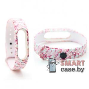 Силиконовый ремешок для фитнес - браслета MI Band 5/6 (Цветочки-бабочки)