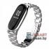 Ремешок для фитнес - браслета Mi Band 3/4/5/6 металлический с механизмом (Серебро глянец)