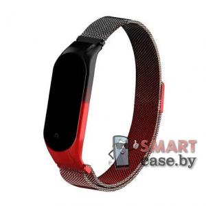 Ремешок для фитнес - браслета Mi Band 5/6 Миланское плетение, на пружинах (Красный градиент)