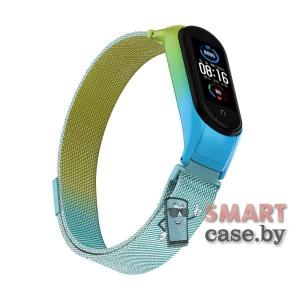 Ремешок для фитнес - браслета Mi Band 3/4 Миланский плетённый (Синий градиент)