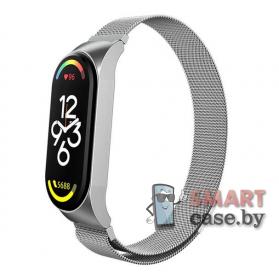 Ремешок для фитнес - браслета Mi Band 7 Миланское плетение (Серебро)