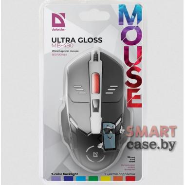 Мышь проводная Defender Ultra Gloss MB-490, 7 цветов подсветки (Чёрный)