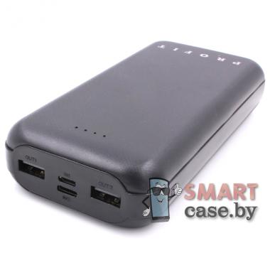 Внешний аккумулятор Profit 20000 mAh, 2 USB, Type-C, MicroUSB (Черный)