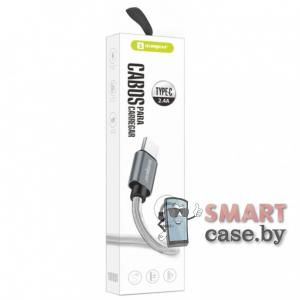 Дата-кабель Sumexr USB - Type-C 2.4A в металлической оплетке с пружинами (черный)