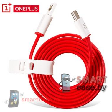 Кабель Type C - USB для зарядки и синхронизации One plus плоский (красный)
