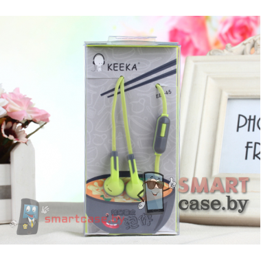 Наушники гарнитура Keeka (Салатовые с серым)