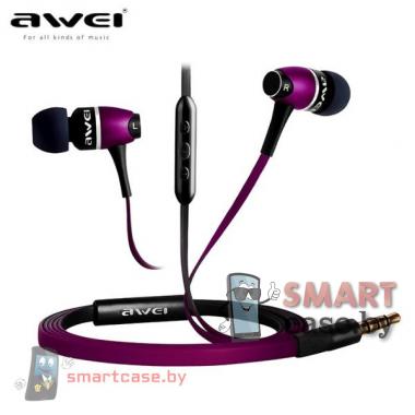 Наушники Awei S80vi Metal Rock с гарнитурой и кейсом (розовые)
