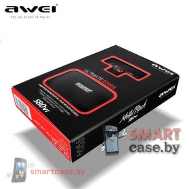 Наушники Awei S80vi Metal Rock с гарнитурой и кейсом (розовые)