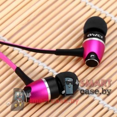 Наушники Awei S80vi Metal Rock с гарнитурой и кейсом (розовые)