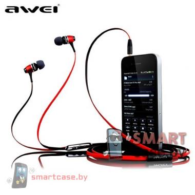 Наушники Awei S80vi Metal Rock с гарнитурой и кейсом (розовые)