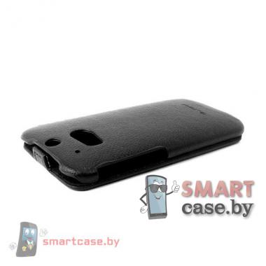 Кожаный чехол флип для HTC One 2 M8 Armor (черный)
